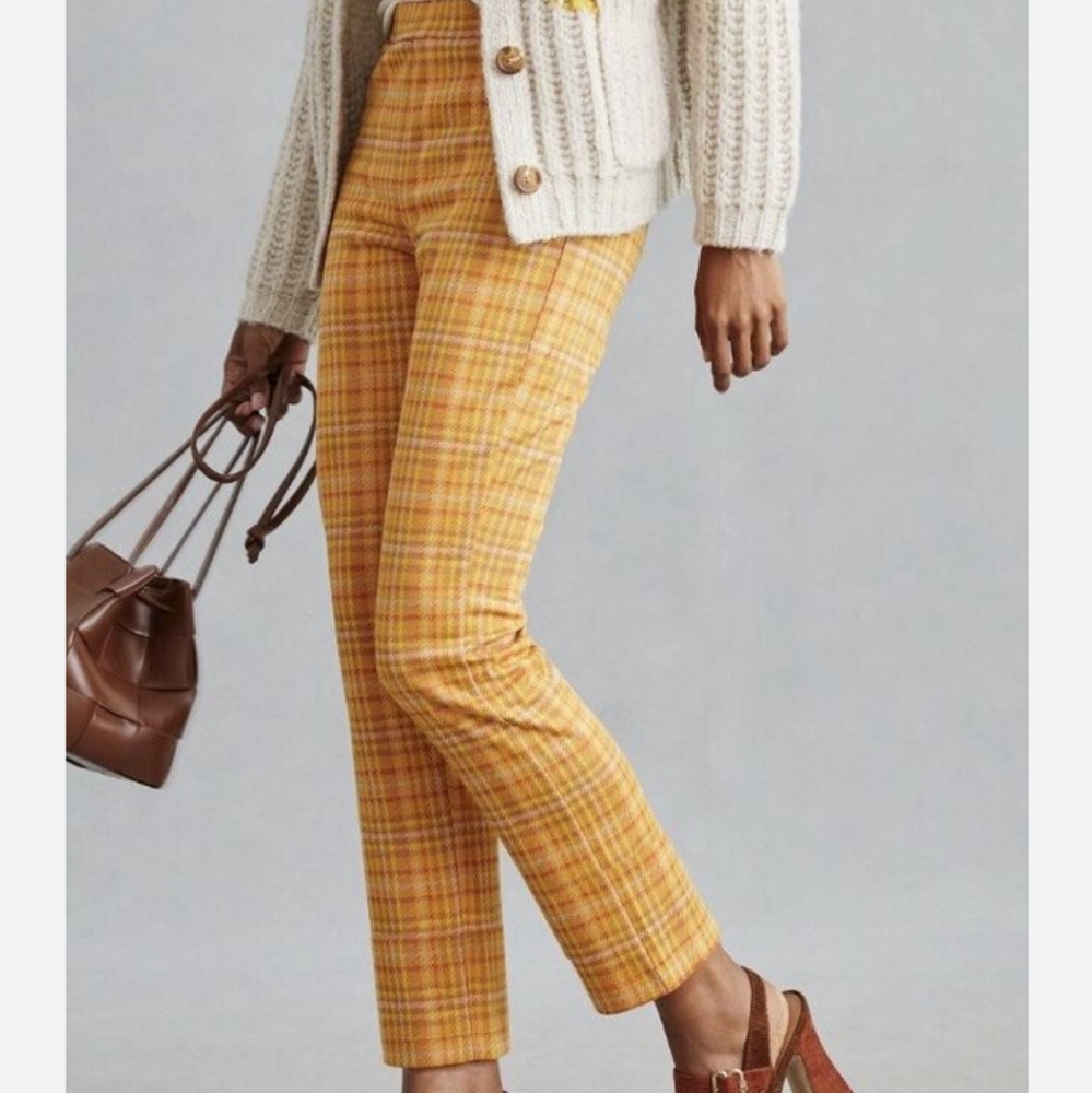 Sanctuary Mustard Plaid Cropped Pants